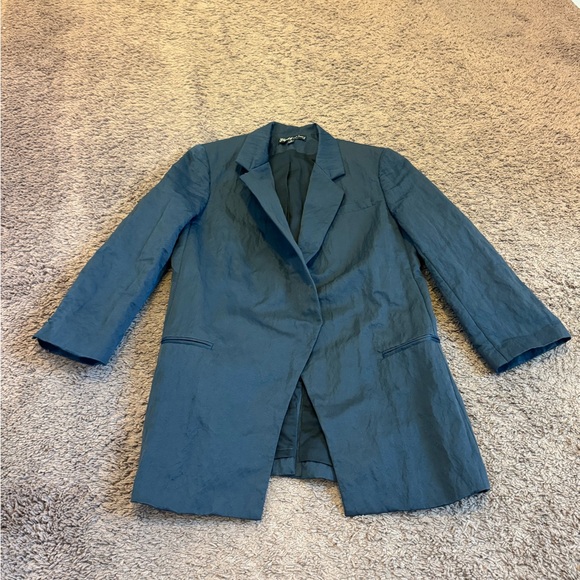 Elizabeth and James Jackets & Blazers - Elizabeth & James Blue Cotton Blend Long Line Blazer Jacket 3/4 Sleeves 8